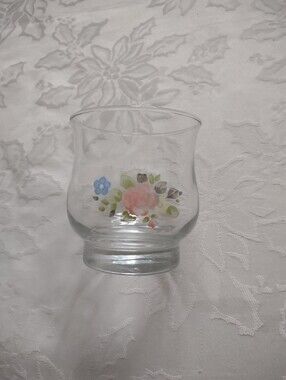 Vintage Libbey Pfaltzgraff Tea Rose Floral Painted Rocks Glasses
